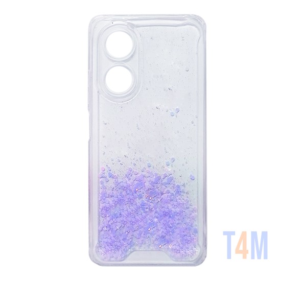 Hard Silicone Case with Glitter for Oppo A58 4g Purple